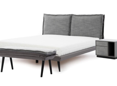 Bedroom Set Gray Bed Elegant 2x Bedside tables Luxury Stool Modern 4-piece.